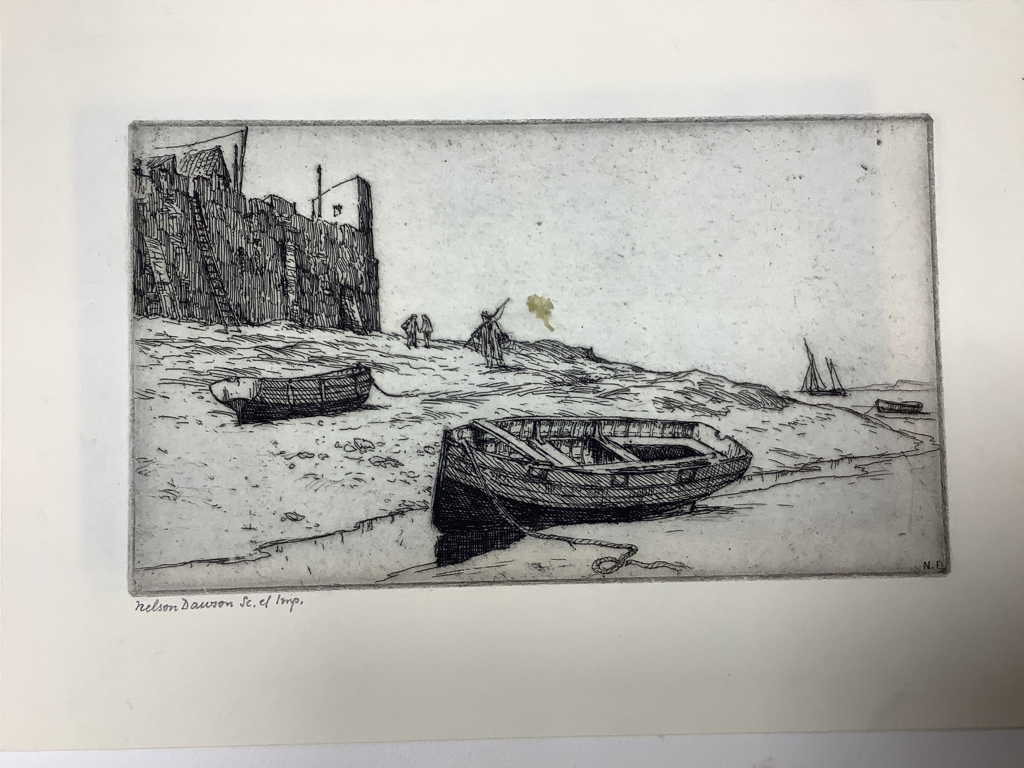 Nelson Dawson (1859-1941), 14 assorted etchings and other prints, all unframed.